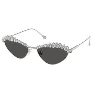 Swarovski SK 7009 400187 Silver Metal Irregular Sunglasses Grey Lens